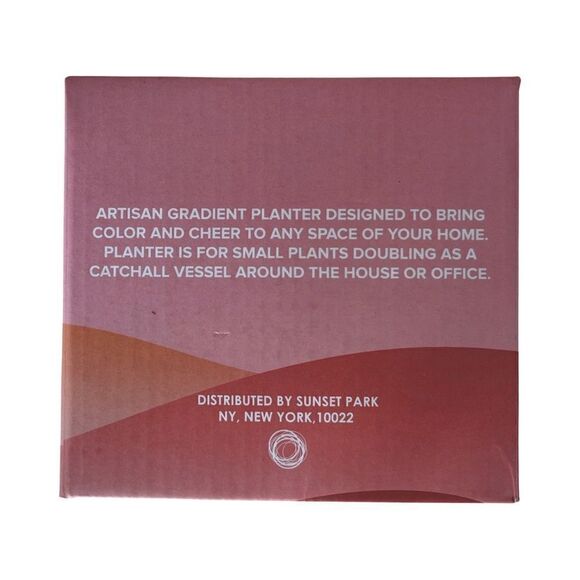 NEW Artisan Colorful  Ombre Gradient Cement Planter by Sunset Park Pink Yellow - Picture 4 of 5